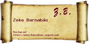 Zeke Barnabás névjegykártya